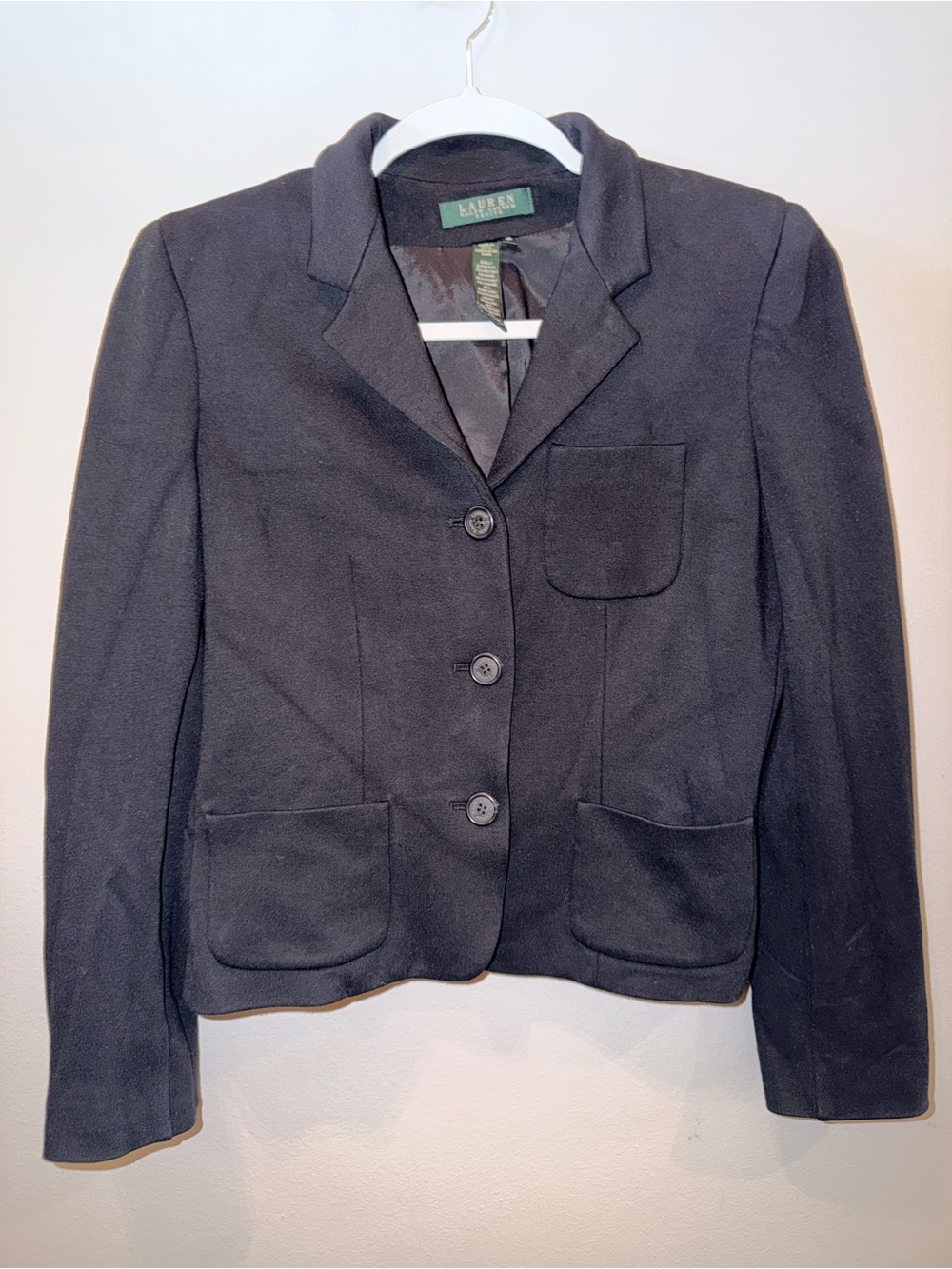 Ralph Lauren 8P Black Three-Button Women's Blazer Gorpcore old money